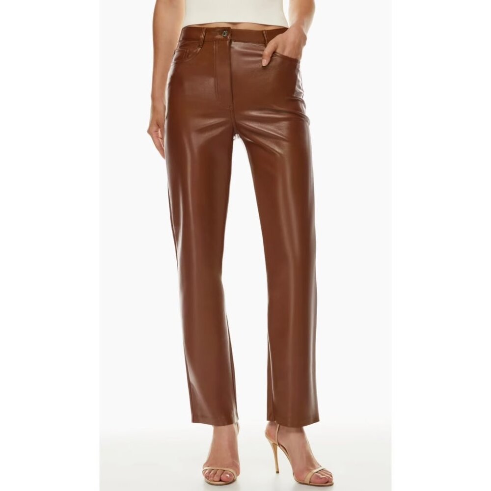 Aritzia Wilfred The Melina Cognac Brown Faux Leather Vegan Pants - Size 0